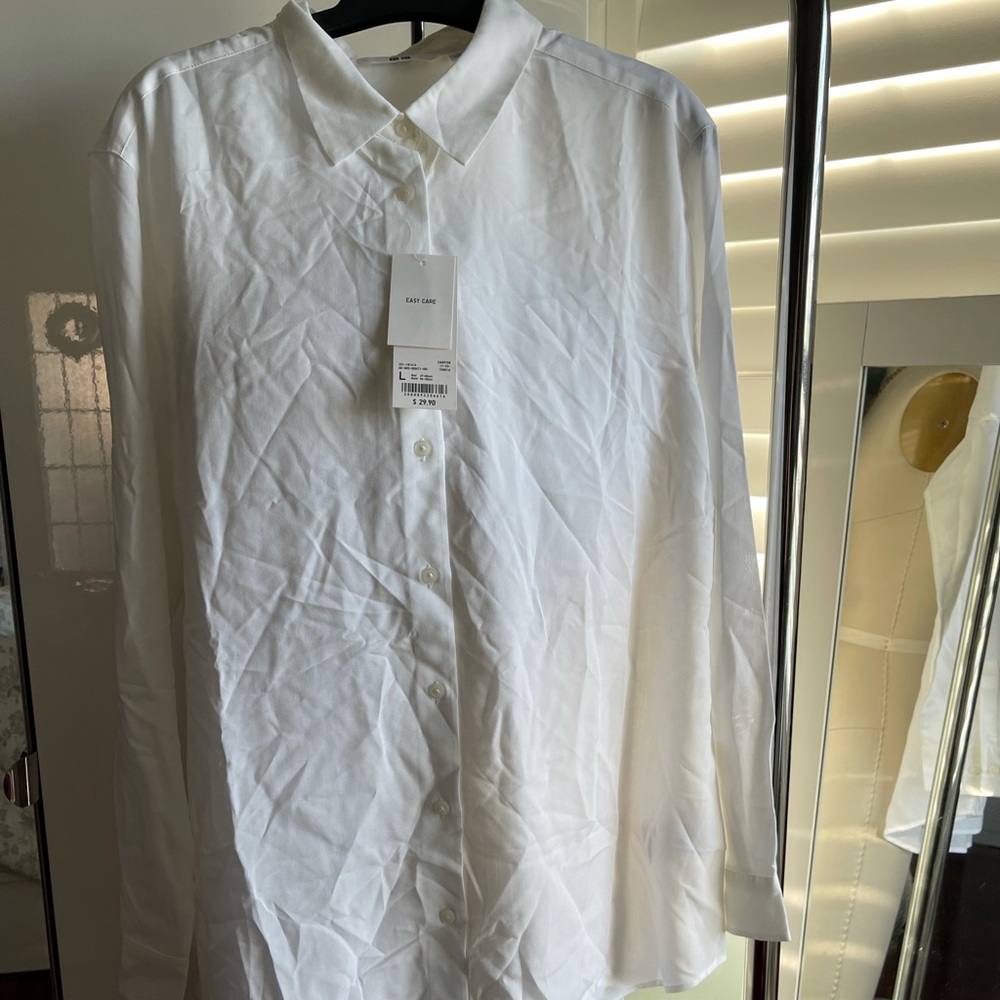 Uniqlo Easy Care White Blouse Size L